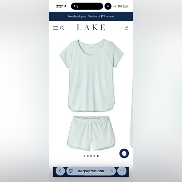 LAKE Other - LAKE Mint Short Sleeve Pajama Set